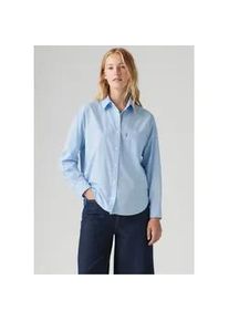 Levi's Jeansbluse LEVI'S "HARLIE BOYFRIEND SHIRT", Damen, Gr. L (40), blau (serenity blau), Web, Obermaterial: 100% Baumwolle, unifarben, relaxed fit Po-bedeckend, 2-Knopf-Manschette, Blusen Jeansbluse, mit Brusttasche
