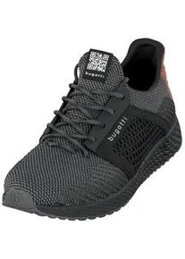 Keilsneaker Bugatti, Herren, Gr. 41, schwarz (schwarz, grau), Textil, Schuhe, Freizeitschuh, Halbschuh, Sch&uuml;rer mit Kontrastbesatz an der Ferse