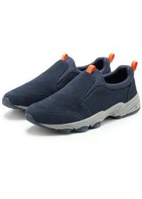 Sneaker John Devin "Lederschuh, Slipper, Halbschuhe, Freizeitschuhe, Ledersneaker", Herren, Gr. 46, marine, Obermaterial: 80% Rindsleder, 20% Textilmaterial. Decksohle: 100% Textilmaterial. Futter: 100% Textilmaterial. Laufsohle: 100% Synthetik, kontrastfarbene Details, unifarben mit Farbeinsatz, Basic, Schuhe Sneaker, zum Reinschl&uuml;pfen aus Leder