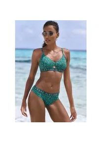 Bustier-Bikini ELBSAND, Damen, Gr. 36, Cup C/D, gr&uuml;n (petrol bedruckt), Recycling-Polyamid, Bikini-Sets, mit Markenschriftzug