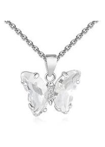 Kette mit Anh&auml;nger Firetti "Schmuck Geschenk Silber 925 Halsschmuck Ankerkette Schmetterling", silberfarben, kristallwei&szlig;, Halsketten, Damen, Silber 925 (Sterlingsilber), L: 45 B: 1,1mm, Made in Germany - mit Zirkonia (synth.), B:1,1mm