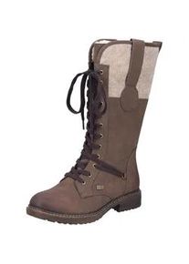 Schn&uuml;rstiefel Rieker, Damen, Gr. 39 (5,5/6), Varioschaft, dunkelbreaun, beige, Filz, Nubuklederimitat, Basic, Schuhe Schn&uuml;rstiefel, Winterstiefel, Blockabsatz, Warmfutter, mit Tex-Ausstattung