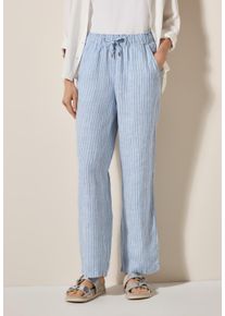 Cecil Damen Stoffhosechambray forever blau, casual, Gr. XXL, gestreift, Stoff, 100% Leinen, Hosen, High Waist
