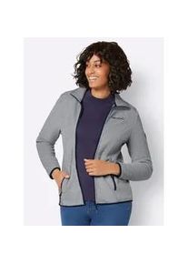 Fleecejacke Casual Looks, Damen, Gr. 46, grau (grau, meliert), 100% Polyester, unifarben, Jacken Fleecejacke
