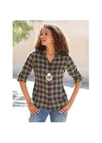 Flanellbluse Casual Looks, Damen, Gr. 44, bunt (oliv, rostrot, kariert), 100% Baumwolle, gemustert, kariert, mehrfarbig, Blusen