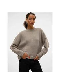 V&eacute;ro Moda Strickpullover VERO MODA "VMBOOM LS O-NECK PULLOVER GA NOOS", Damen, Gr. S, moon rock detail:melange, Strick, Obermaterial: 85% Polyester, 7% Polyacryl, 5% Wolle, 3% Elasthan, meliert, loose fit normal, Rundhals, Rippstrickb&uuml;ndchen, Pullover Strickpullover