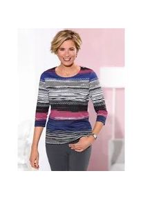 3/4-Arm-Shirt Classic Basics "3/4-Arm-Shirt", Damen, Gr. 48, blau (royalblau, schwarz, bedruckt), 100% Baumwolle, bedruckt, gemustert, gestreift, mehrfarbig, Rundhals, Shirts 3/4-Arm-Shirt