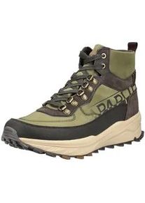 Schn&uuml;rstiefelette Napapijri "Napapijri Stiefelette Leder/Textil", Damen, Gr. 42, gr&uuml;n, braun, Leder, Textil, Schuhe Schn&uuml;rstiefelette