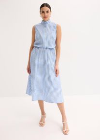 bonprix Kleid aus Baumwoll-Popeline, blau, Gr.46, stilvolles Kleid aus Baumwoll-Popeline mit Vichy Karo, 100% Baumwolle (organic)