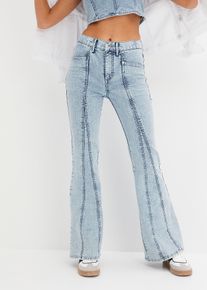 bonprix Flared-Jeans High Waist, blau, Gr.50, Trendy Flared Jeans mit Teilungsn&auml;hten, 79% Baumwolle