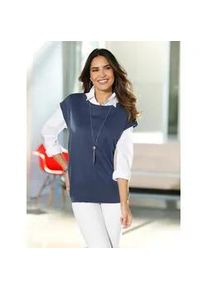 Pullunder Classic Basics "Pullunder", Damen, Gr. 44, blau (jeansblau), 100% Polyacryl, unifarben, Pullover Pullunder