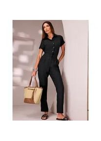 Jumpsuit Heine, Damen, Gr. 38, Normalgr&ouml;&szlig;en, schwarz, 100% Lyocell, unifarben, lang, Overalls Jumpsuit