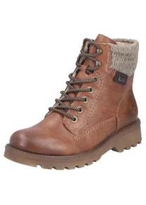 Winterstiefelette Rieker, Damen, Gr. 36, braun, beige, Lederimitat, Textil, used, Schuhe Winterstiefelette, Winterboots, Profilsohle, mit wasserabweisender RiekerTEX-Membran
