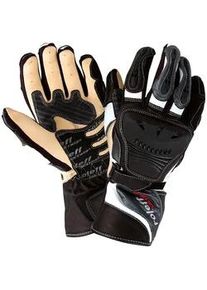 Roleff Racewear Motorradhandschuhe ROLEFF "RO 86" Gr. XL, silber (schwarz, wei&szlig;, silberfarben), Handschuhe, Damen, XL, Obermaterial: 90% Rindsleder, 10% Nylon. Innenfutter: 100% Polyester, winddicht