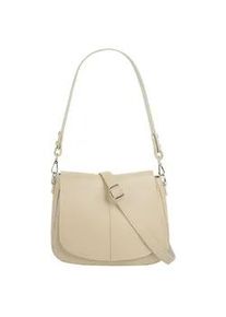 Umh&auml;ngetasche CLUTY, Damen, Gr. B/H/T: 23cm x 18cm x 8cm onesize, beige, Leder, leicht gl&auml;nzend, unifarben, Taschen Umh&auml;ngetasche, echt Leder, Made in Italy