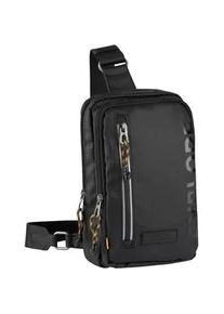 Cityrucksack Camel Active "Explore", Damen, Gr. B/H/T: 19,5cm x 27cm x 8,5cm, schwarz, Nylon, bedruckt, beschichtet, clean, unifarben mit Farbeins&auml;tzen, Rucks&auml;cke Cityrucksack, wasserabweisendes recyceltes Nylon und reflektierende Rei&szlig;verschl&uuml;sse