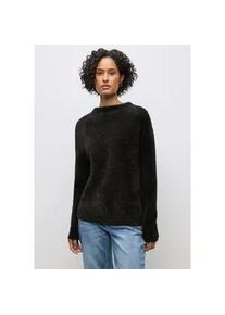 Stehkragenpullover Street One, Damen, Gr. 44, schwarzest braun, Stoff, 78% Polyamid, 12% Polyacryl, 10% Baumwolle, unifarben, normal normal, Rundhals, abgesteppt, Pullover Stehkragenpullover, aus softem Materialmix