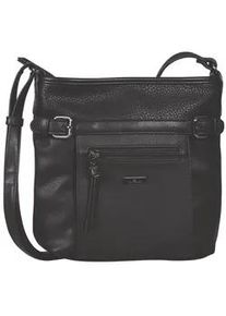 Umh&auml;ngetasche Tom Tailor "JUNA", Damen, Gr. B/H/T: 24cm x 7,5cm, schwarz, Polyurethan (PU), Taschen Umh&auml;ngetasche, mit Details in Metallic Optik