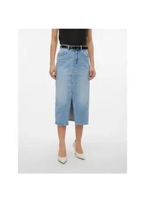 V&eacute;ro Moda Maxirock VERO MODA "VMVERI HR CALF DENIM SKIRT GA NOOS", Damen, Gr. S (36), blau (light blau denim), Denim/Jeans, Obermaterial: 99% Baumwolle, 1% Elasthan, unifarben, regular fit wadenlang, R&ouml;cke Maxirock
