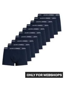 Jack & Jones Boxershorts JACK & JONES "JACFLOWER Microfiber mit Logobund, Blumenprint und Stretchkomfort", Herren, Gr. XL, 10 Stk., blau (navy blazer detail:navy blazer, navy blazer, navy blazer, navy blazer, navy blazer, navy blazer, navy b), Jersey, Obermaterial: 95% Baumwolle, 5% Elasthan, unifarben mit Farbeinsatz, k&ouml;rpernah, Unterhosen, eng anliegend, Microfaser, schnelltrocknend
