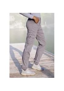 Trekkinghose Vivance ACTIVE "Cargo Jeans Optik", Damen, Gr. 38, N-Gr, grau (stone), Obermaterial: 98% Baumwolle, 2% Elasthan, unifarben, Hosen Trekkinghose, Baumwollmix mit Cargo Taschen