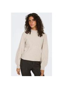 Strickpullover Only "ONLFIRENZE LS HIGHNECK PULLOVER KNT NCA", Damen, Gr. S, beige (wei&szlig;cap gray detail:with melange), Strick, Obermaterial: 52% Polyester, 41% Polyacryl, 4% Wolle, 3% Elasthan, meliert, regular fit, Rippb&uuml;ndchen, Pullover Strickpullover