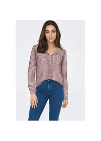 Hemdbluse Only "OnlyASMIN SHIRT L/S WVN NOOS", Damen, Gr. XS, cappuccino stripes:wei&szlig;, Web, Obermaterial: 100% Viskose, gestreift, loose fit h&uuml;ftbedeckend, Blusen Hemdbluse