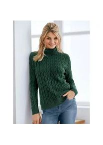 Rollkragenpullover Heine "Rollkragen-Pullover", Damen, Gr. 44, gr&uuml;n (moos), 60% Viskose, 40% Baumwolle, unifarben, Pullover Rollkragenpullover