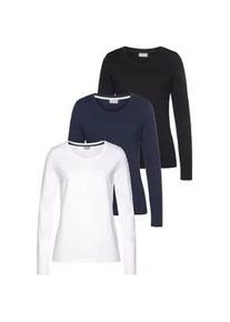 Langarmshirt Eastwind, Damen, Gr. 32/34, bunt (schwarz, marine, wei&szlig;), Obermaterial: 95% Baumwolle, 5% Elasthan, Basic, Basic, Rundhals, Shirts Langarmshirt, Langarm, im Basic-Stil, Rundhalsausschnitt, aus Baumwolle, Topseller