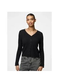 Strickjacke Pieces "PCIRIS CARDIGAN NOOS", Damen, Gr. XS, schwarz, Strick, Obermaterial: 50% Viskose, 30% Polyester, 20% Polyamid, unifarben, normal, V-Ausschnitt, Strickjacken Strickjacke