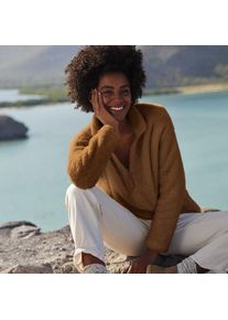 LANDS' END Pl&uuml;schfleece-Pullover mit Rei&szlig;verschluss, Damen,  Beige, Polyester, by Lands' End