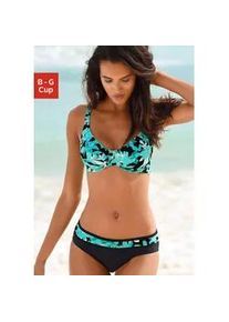 B&uuml;gel-Bikini Petite Fleur, Damen, Gr. 36, Cup E, gr&uuml;n (t&uuml;rkis, bedruckt), Polyamid, floral, Bikini-Sets B&uuml;gel-Bikini, mit floralem Druck