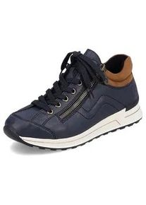 Sneaker Rieker, Damen, Gr. 42, blau (blau, braun), Synthetik, Schuhe Sneaker, mit weichem Schaftrand, Freizeitschuh, Halbschuh, Schn&uuml;rschuh