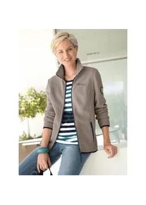 Fleecejacke Casual Looks, Damen, Gr. 46, grau (taupe), 100% Polyester, unifarben, Jacken Fleecejacke