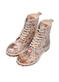 Schn&uuml;rboots DOGO "Longe Boots Schn&uuml;rstiefel It Wasn't Me Damen Stiefeletten", Damen, Gr. 38, Normalschaft, braun (beige, braun), Lederimitat, Schuhe Schn&uuml;rboots, Handgefertigt