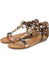 Sandale Lascana "Sommerschuh", Damen, Gr. 36, bunt (schwarz, rot, braun, bunt), Obermaterial: 100% Textilmaterial. Decksohle: 100% Lederimitat. Futter: 100% Lederimitat. Laufsohle: 100% Synthetik, ethno, Schuhe Damenschuh Riemchensandale Sandale Sandalette Sommerschuh, Sandalette, Sommerschuh im Festival-Look VEGAN