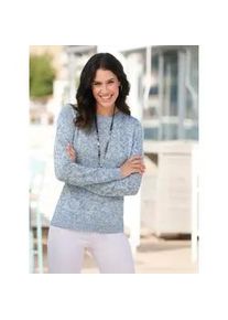 Strickpullover Inspirationen "Pullover", Damen, Gr. 54, blau (ecru, jeansblau, meliert), 44% Polyacryl, 42% Baumwolle, 14% Polyester, gemustert, mehrfarbig, meliert, Pullover Strickpullover