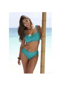 Bandeau-Bikini-Top Lascana "Comfy", Damen, Gr. 40, Cup E, blau (t&uuml;rkis), Recycling-Polyamid, unifarben, Bikini-Oberteile, mit bequemer Passform ohne B&uuml;gel