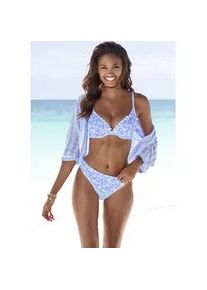 B&uuml;gel-Bikini-Top Vivance "Leni", Damen, Gr. 38, Cup C, blau (himmelblau, wei&szlig;), Microfaser, bedruckt, floral, Bikini-Oberteile, mit gelaserter Wellenkante