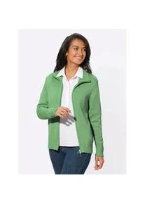 Strickjacke Casual Looks, Damen, Gr. 42, gr&uuml;n (apfel), 50% Baumwolle, 50% Polyacryl, unifarben, figurumspielend, Strickjacken Strickjacke