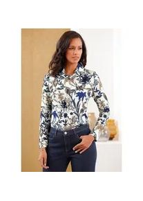 Rollkragenshirt Lady "Shirt", Damen, Gr. 42, blau (ecru, royalblau, bedruckt), 95% Viskose, 5% Elasthan, bedruckt, gebl&uuml;mt, gemustert, mehrfarbig, Shirts