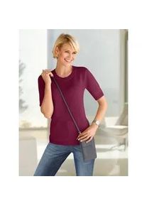 Kurzarmpullover Casual Looks "Pullover", Damen, Gr. 50, pink (fuchsia), 50% Baumwolle, 50% Polyacryl, unifarben, Pullover