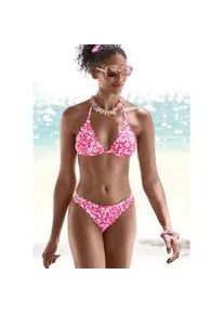 Bikini-Hose Vivance "Leni", Damen, Gr. 38, N-Gr, wei&szlig; (neonpink, wei&szlig;), Microfaser, bedruckt, floral, Badehosen Bikini-Hose, mit gelaserter Wellenkante