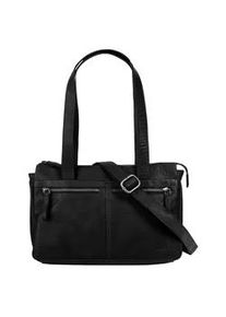 Henkeltasche Sansibar, Damen, Gr. B/H/T: 30cm x 20cm x 11cm onesize, schwarz, Leder, leicht gl&auml;nzend, unifarben, Taschen, echt Leder