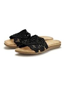 Pantolette Lascana, Damen, Gr. 36, schwarz, Obermaterial: 100% Textilmaterial. Decksohle: 100% Textilmaterial. Futter: 100% Textilmaterial. Laufsohle: 100% Synthetik, unifarben, Schuhe Pantolette, Mule, Sandale, offener Schuh mit modischem H&auml;kelmuster VEGAN