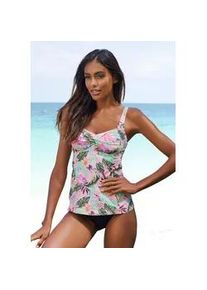 B&uuml;gel-Tankini-Top s.Oliver "Azalea", Damen, Gr. 42, Cup E, rosa (rose, bedruckt), Microfaser, Microfaser, Recycling-Polyamid, floral, Bikini-Oberteile, mit tropischem Druck