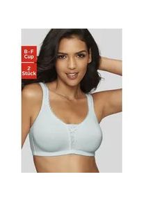 Soft-BH Petite Fleur, Damen, Gr. 110, Cup C, blau (hellblau, wei&szlig;), Jersey, Obermaterial: 90% Baumwolle, 5% Elasthan, 5% Polyamid, BHs Soft-BH, ohne B&uuml;gel mit Spitzen-Details