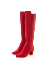 Stiefel Lascana, Damen, Gr. 37, rot, Obermaterial: 50% Lederimitat, 50% Textilmaterial. Decksohle: 100% Lederimitat. Futter: 100% Textilmaterial. Laufsohle: 100% Synthetik, unifarben, Schuhe Stiefel, mit Stretcheinsatz und Langschaft, Stiefelette, Langer Stiefel VEGAN