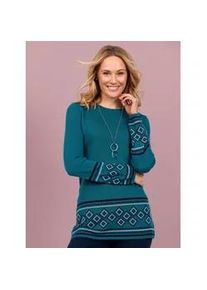 Longpullover Classic Basics "Long-Pullover", Damen, Gr. 46, blau (aquapetrol, marine), 100% Polyacryl, gemustert, mehrfarbig, Pullover Longpullover