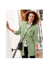 Longstrickjacke Casual Looks, Damen, Gr. 48, gr&uuml;n (eucalyptus), 50% Baumwolle, 50% Polyacryl, unifarben, Strickjacken Longstrickjacke